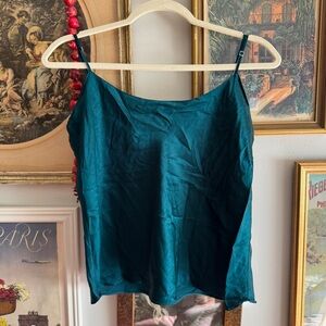 Green Teal silk slip top, Victoria’s Secret gold label size M.